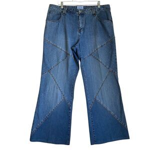 Vintage Carolina Blues Wide Leg Jeans Women’s 18 Stitched Cropped Boho Hippie